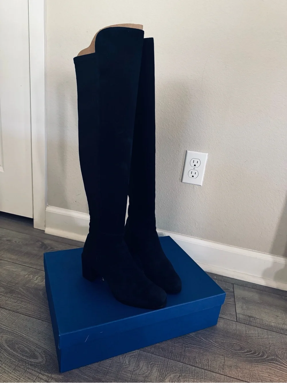 Women's navy blue Over-the-Knee Block Heel Boots